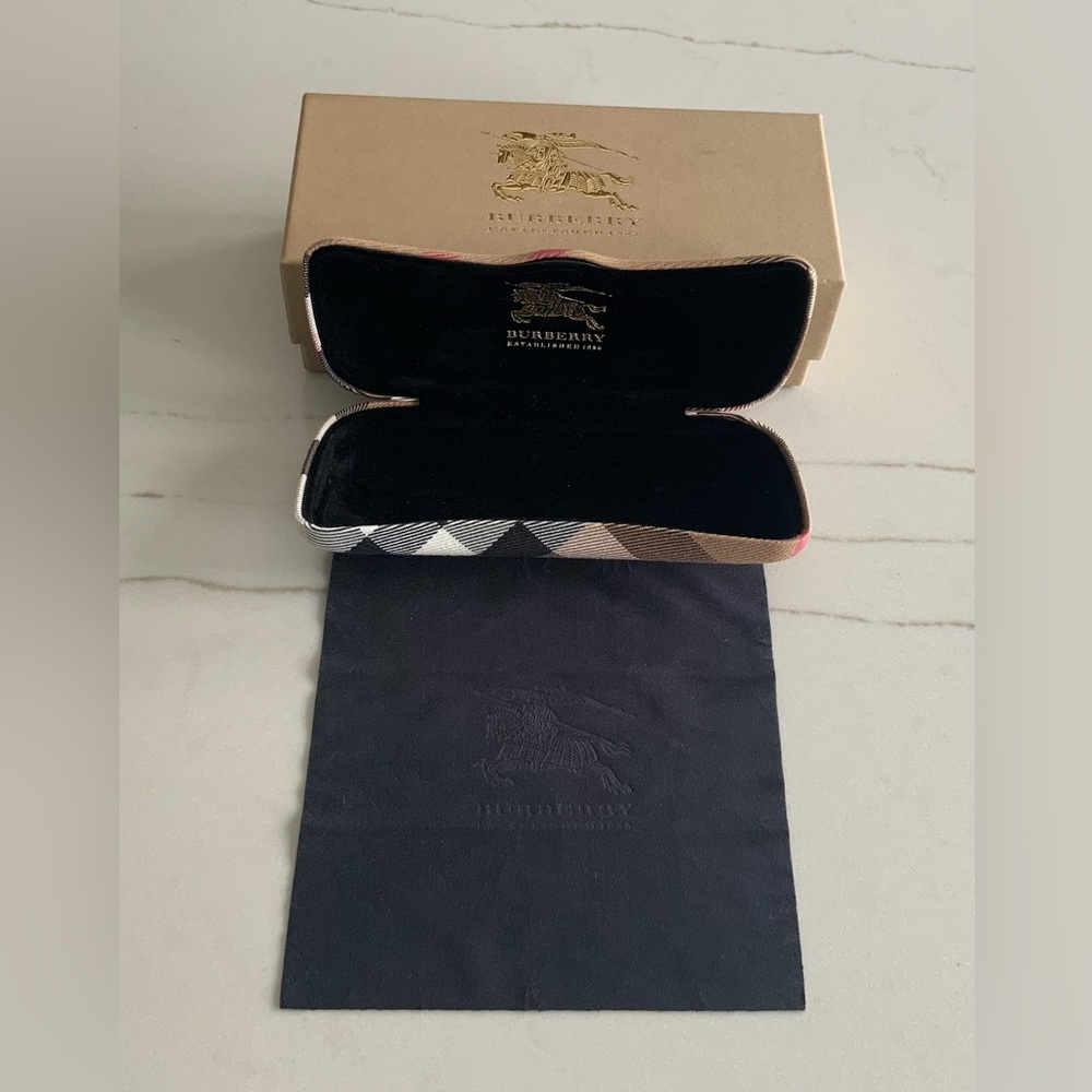 BURBERRY Eyeglass Box, Case and Cleaning Cloth